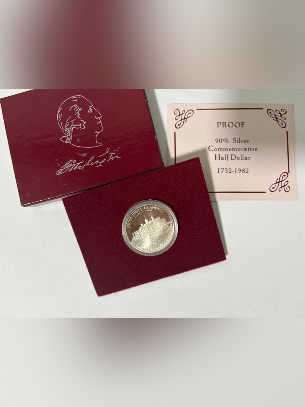 George Washington Proof 90% Silver Commemorative Half Dollar w COA